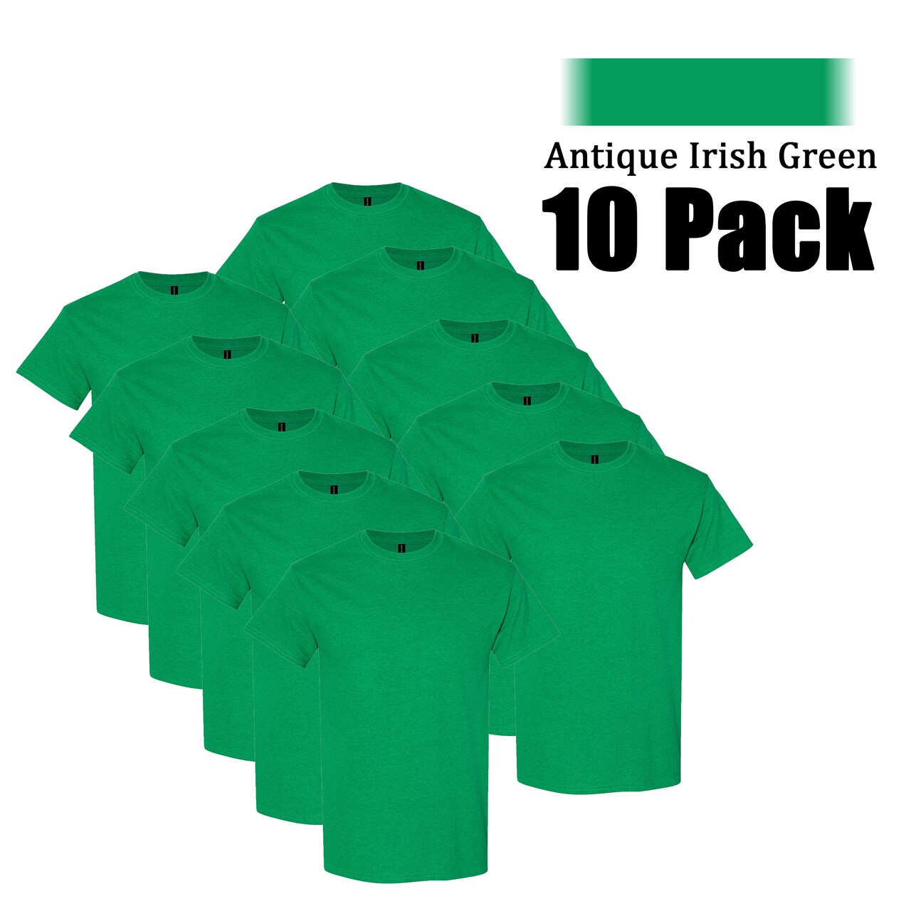 Gildan Heavy Cotton Antique Irish Green T-Shirt,10-Pack Short Sleeve Blank for Diy & Printing